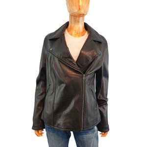TOMMY HILFIGER black soft leather moto jacket
